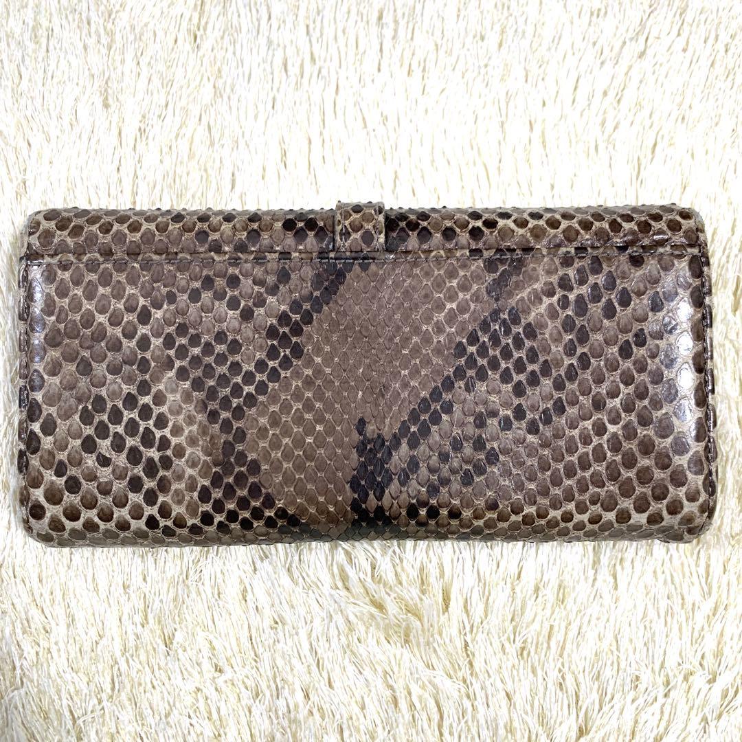 付属品完備】グッチ 長財布 パイソン ホースビット フラップ ゴールド