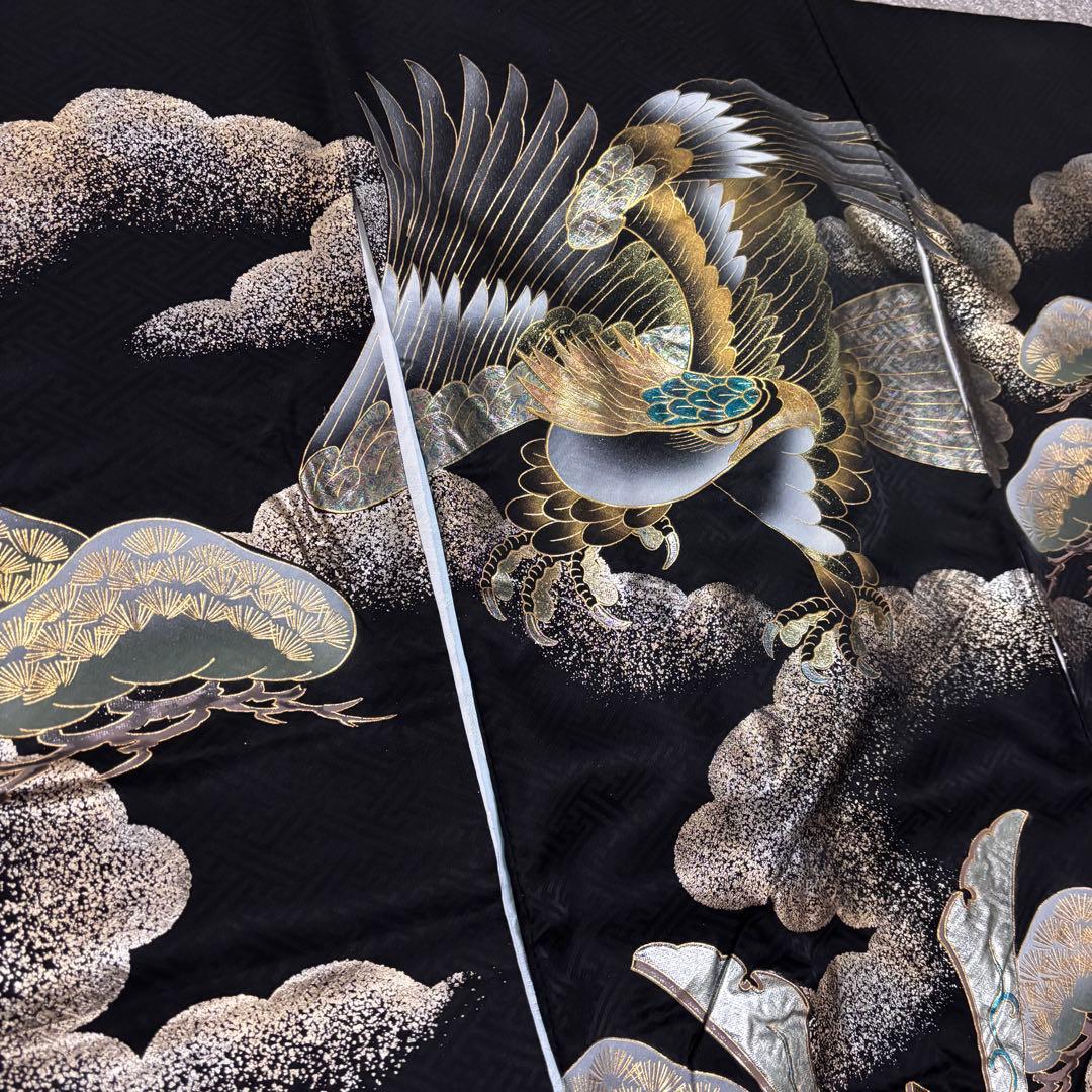 《新品 日本製 》漆黒 豪華爛漫金箔技法 お宮参り 産着 祝着 新品たとう紙付