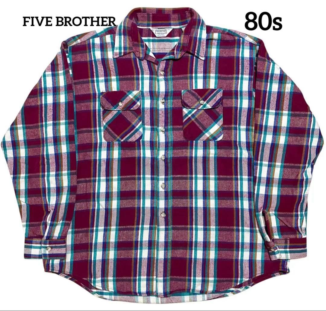 80s FIVE BROTHER ファイブブラザー ヘヴィネルシャツ USA製 - メルカリ