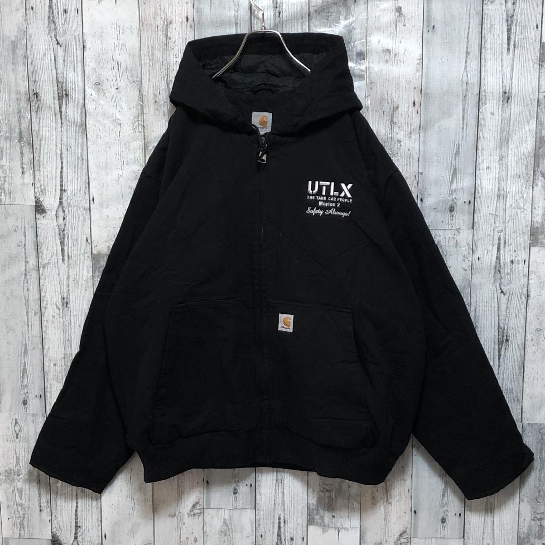 カーハート アクティブジャケット 企業物 ダック 刺繍 ロゴタグ 黒 3XL