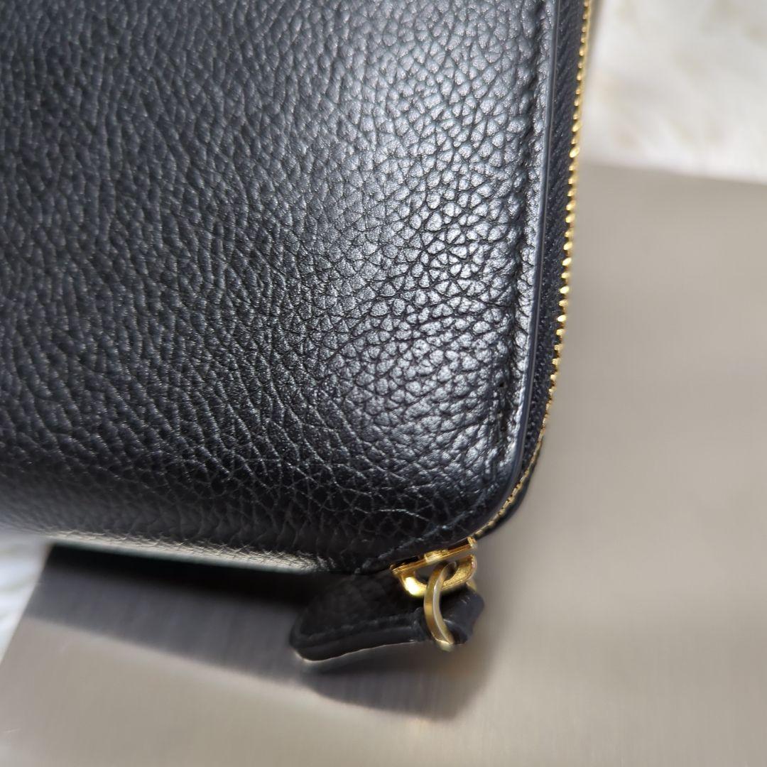 極美品！ バレンシアガ ラウンドファスナー ジップ 長財布 白ロゴ シボ