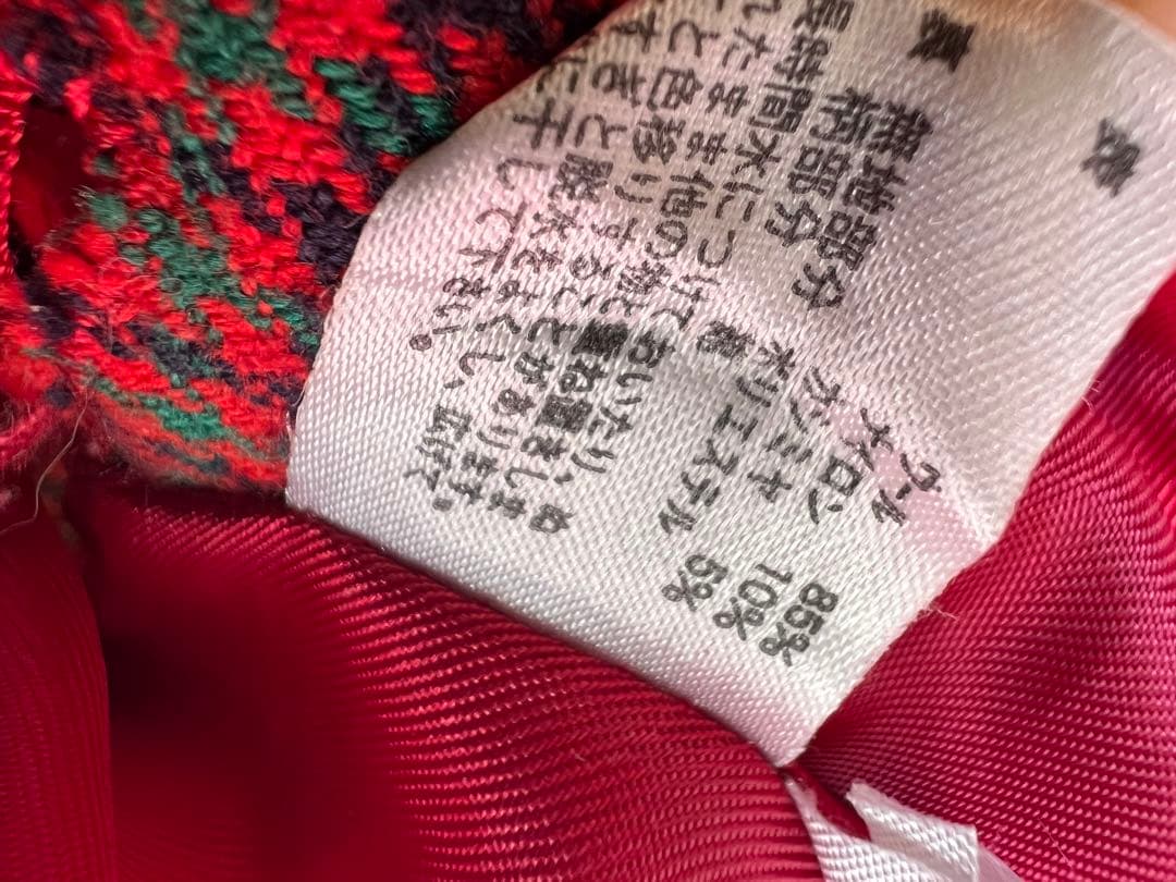 専用 ファミリア カシミア混 ケープ ポンチョ コート 赤 りんご 100