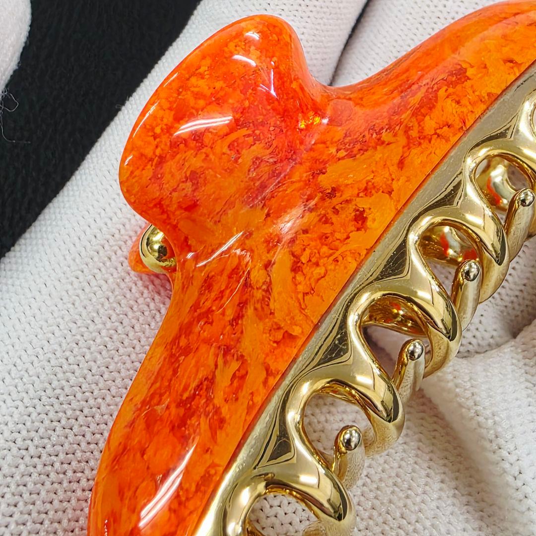 acca アッカ ヘアクリップ 希少 オレンジ マーブル ヘアアクセ Mサイズ
