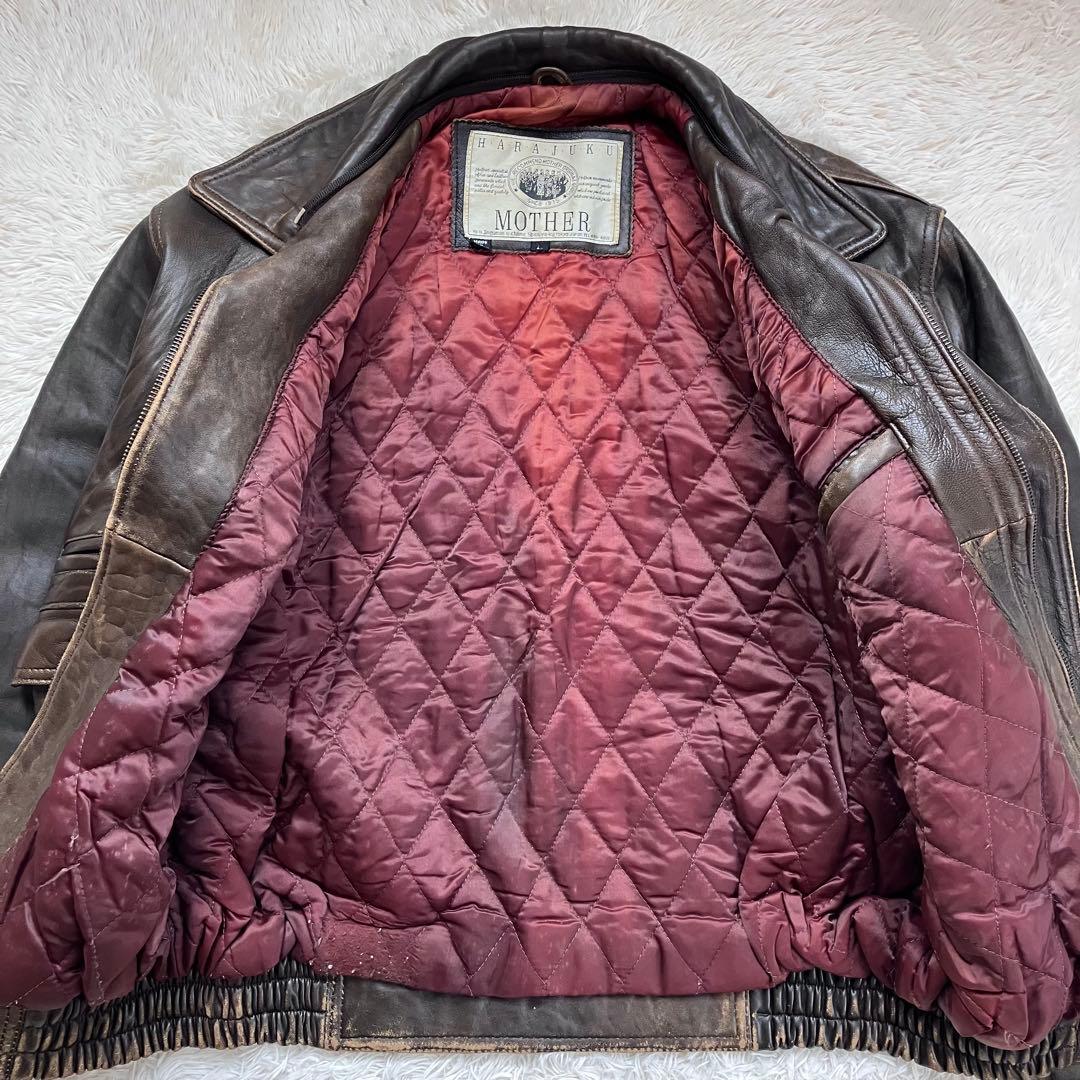 ✨圧巻の風格✨ヴィンテージ A-2レザージャケット 羊革 短丈 茶芯 L