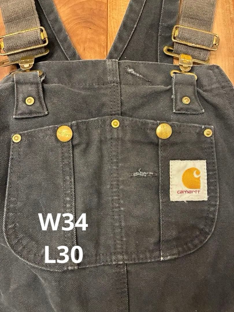 雰囲気抜群！Carhartt オーバーオール　BLACK 34×30 Carhartt（カーハート） CARHARTT DUCK UNLINED BIB OVERALLS