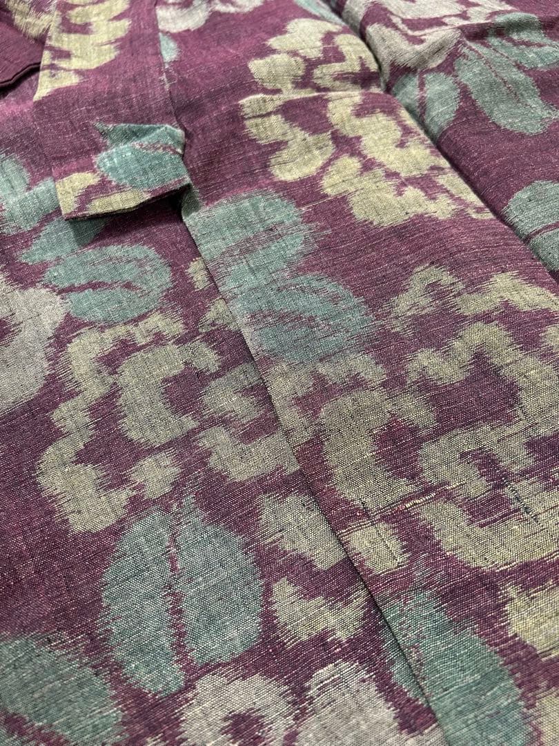 上布 単衣 浴衣 牡丹 麻 夏着物 身丈156 検索)能登上布 越後 本麻 古布