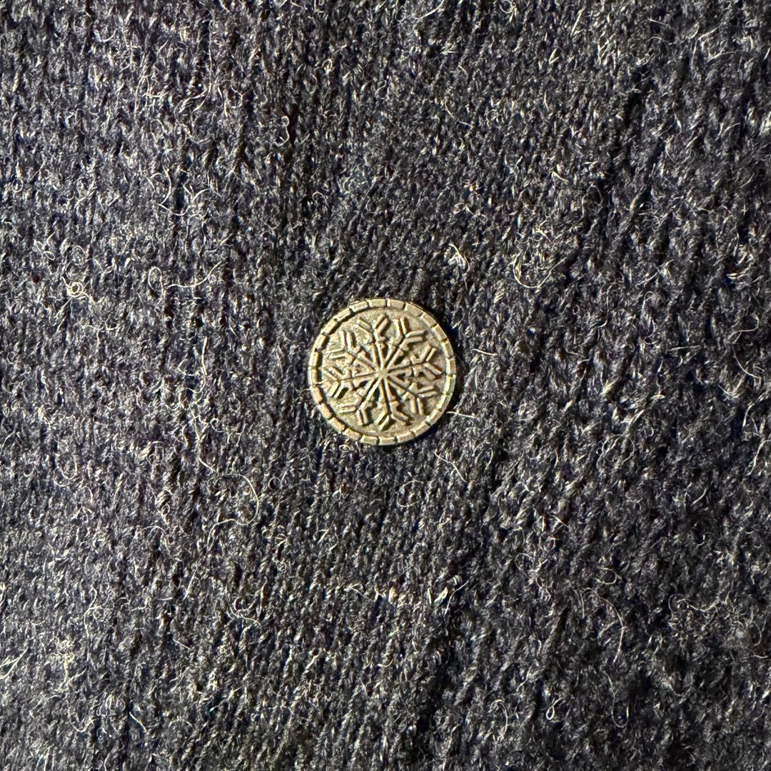 ノルウェー製★L.L.Bean バーズアイニット ハーフボタン ネイビー 人気L