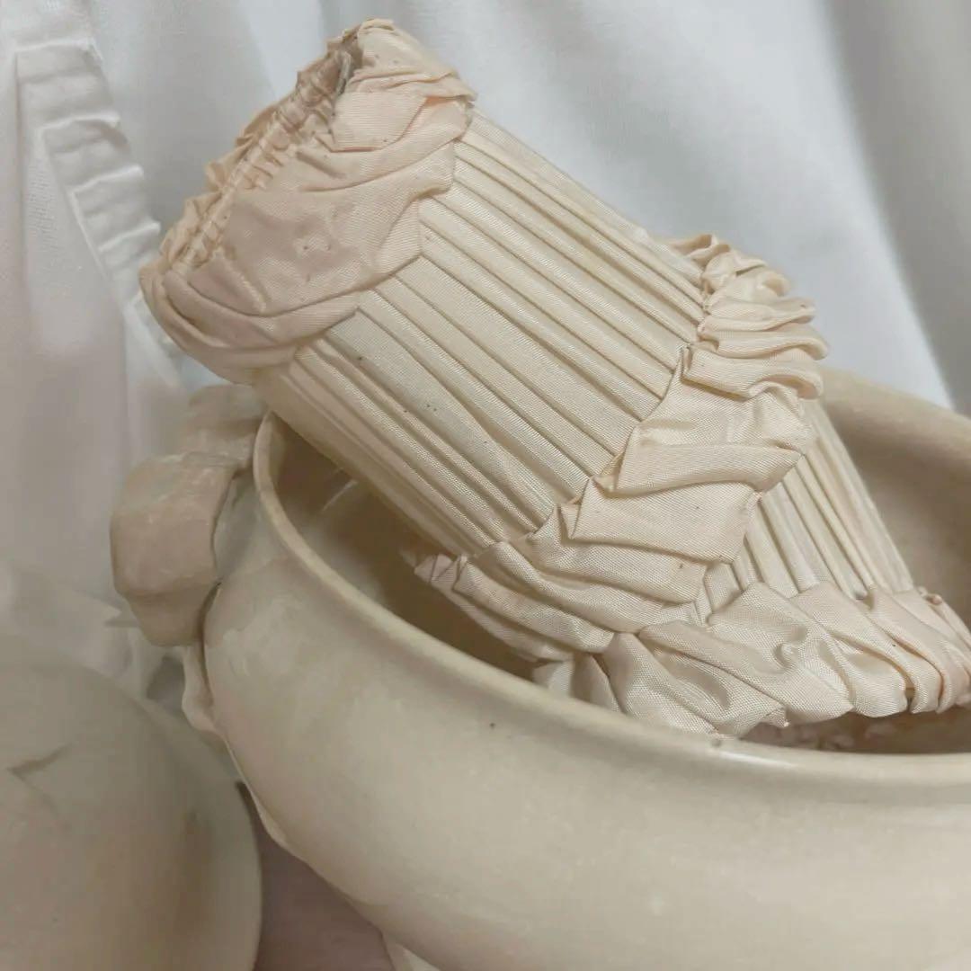 フランスアンティークヴィンテージ♡布ランプシェード2点セット 英国アンティークのクラシックな布シェードと真鍮テーブルランプの