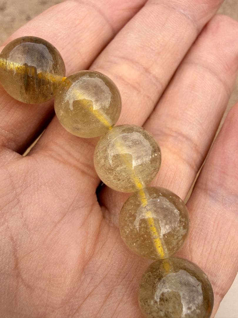 希少◇ブラックファントム入り リビアングラス　11.5mm　ブレスレット