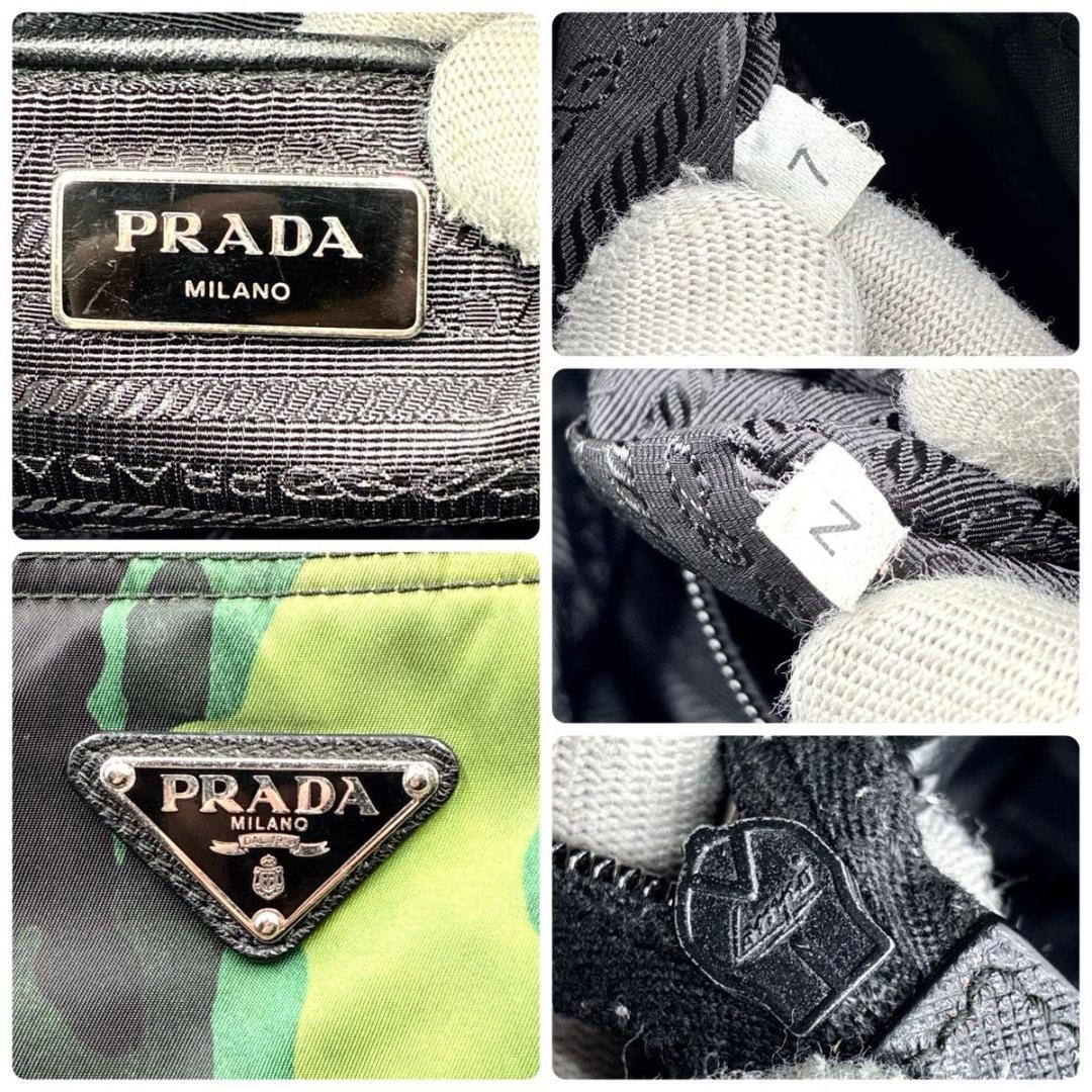 美品 プラダ トートバッグ 2way 三角ロゴ レザー 白タグ A4可 ナイロン