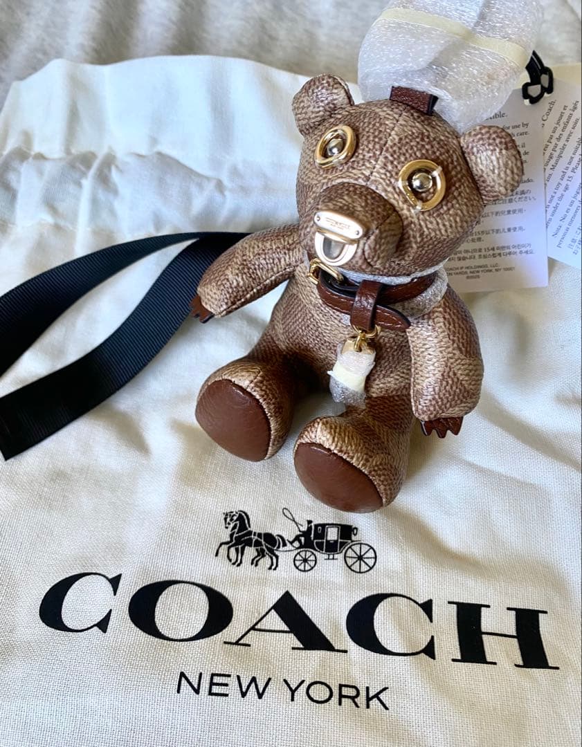 【新品未使用】COACH テディベアチャーム ブラウン COACH - 正規品 本物 希少 激レア コーチ COACH シグネチャーライン 即