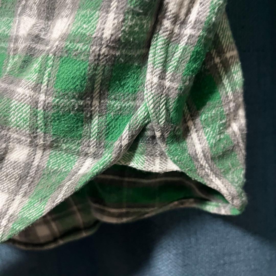 美品 50s PILGRIM ヘビーネルシャツ マチ付き グリーンオンブレ - メルカリ