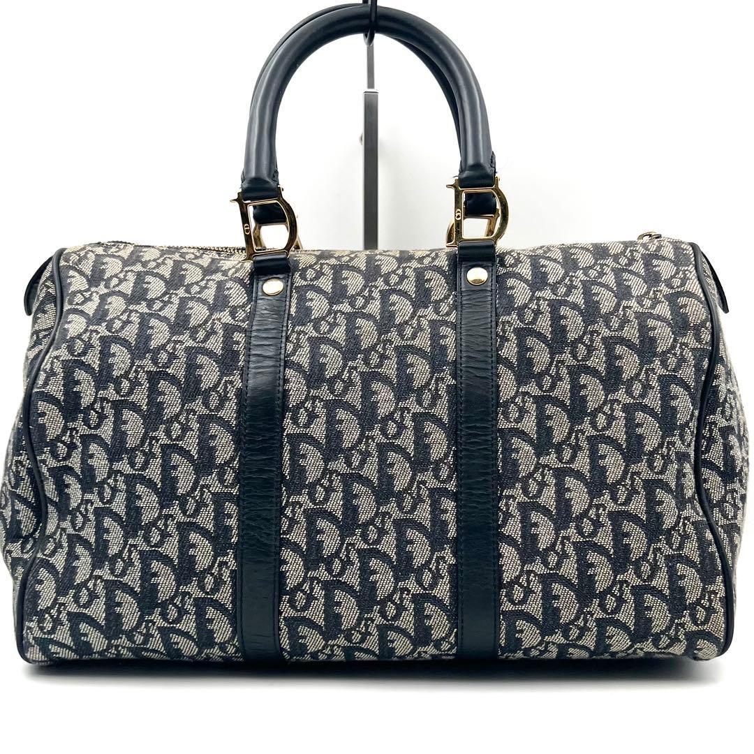 《美品》 ギャラ付 Dior トロッター柄 D金具 ボストンバッグ 南京錠