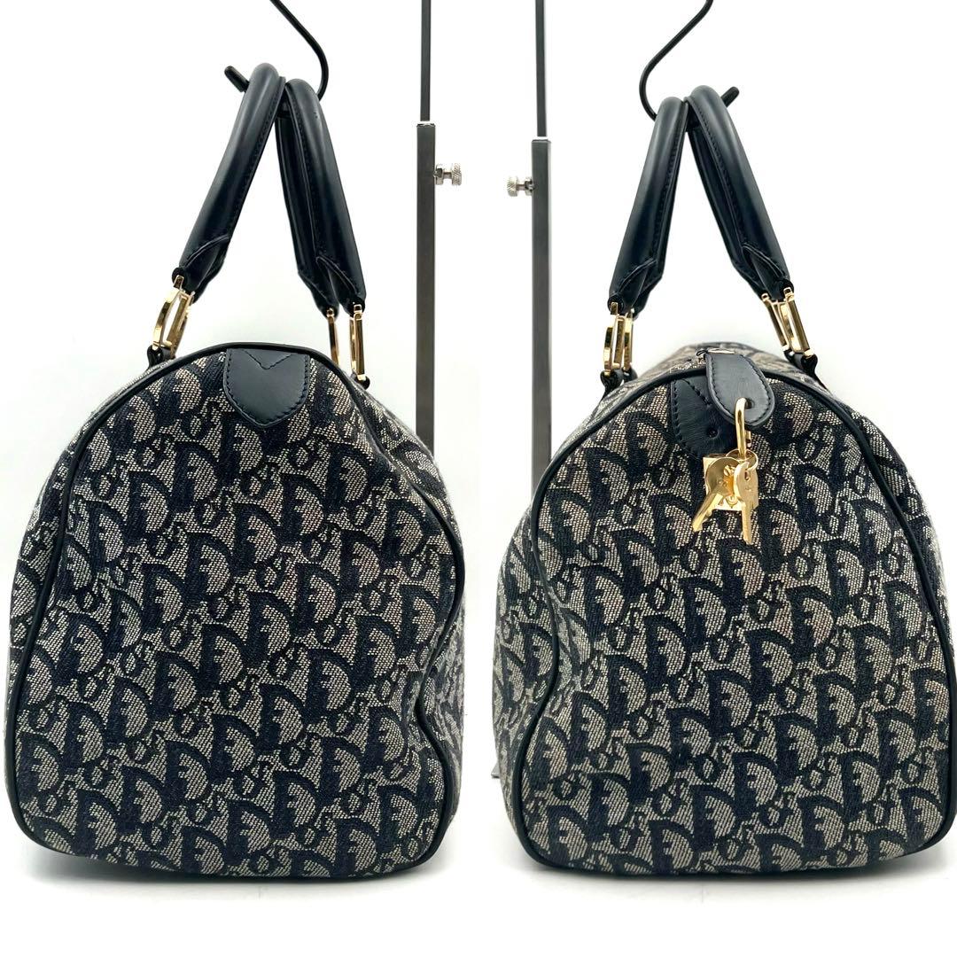 《美品》 ギャラ付 Dior トロッター柄 D金具 ボストンバッグ 南京錠