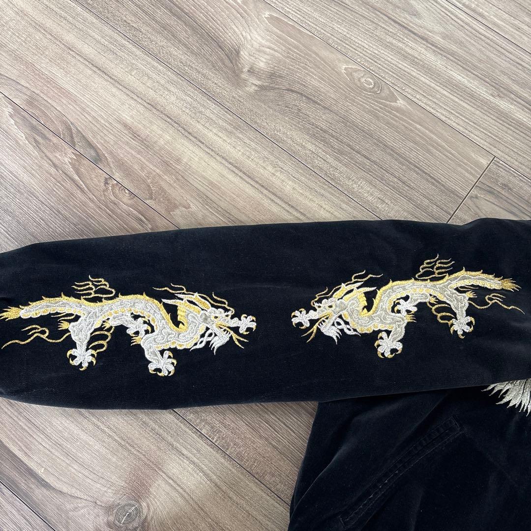 Lサイズスカジャン 鷲 龍 黒 ベルベット YOKOSUKA 1990年代 - メルカリ