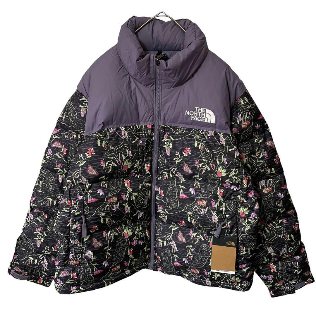 海外限定 ザ ノースフェイス ヌプシ ダウンジャケット 花柄 96 刺繍 XL
