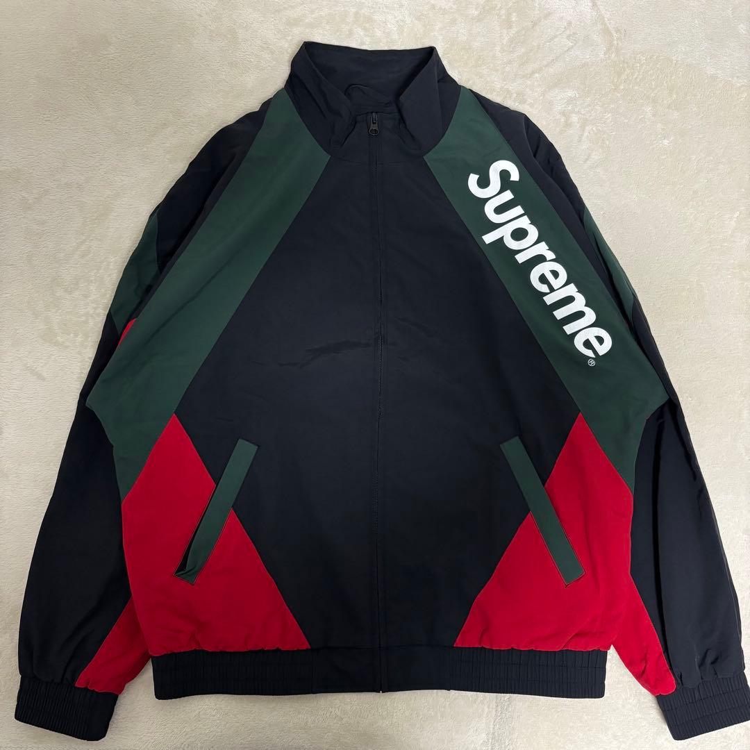 シュプリーム パネルドトラックジャケット ナイロンジャケット 赤黒緑