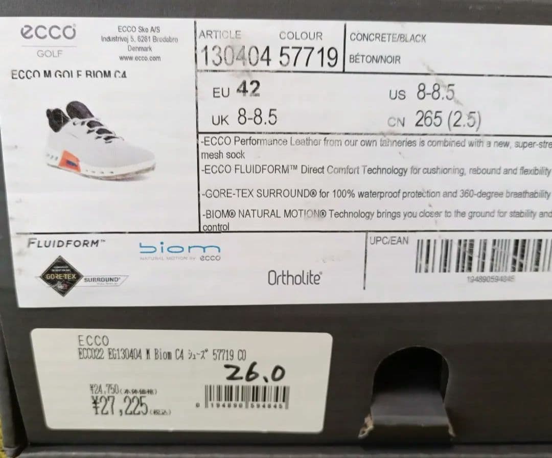 ecco エコー ゴルフシューズ 26.0cm