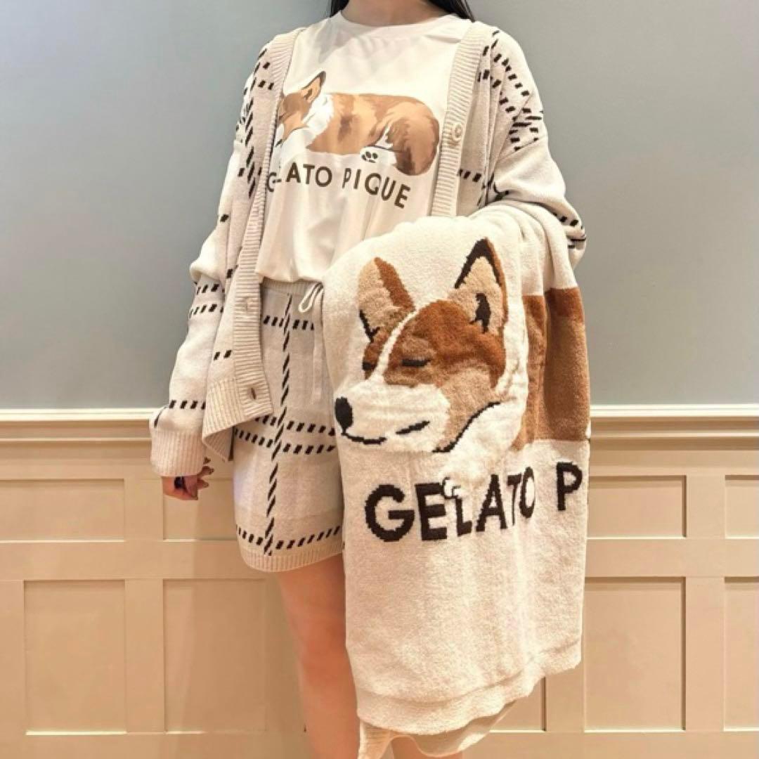新品 ジェラートピケ SLEEPING DOG ジャガードブランケット コーギー
