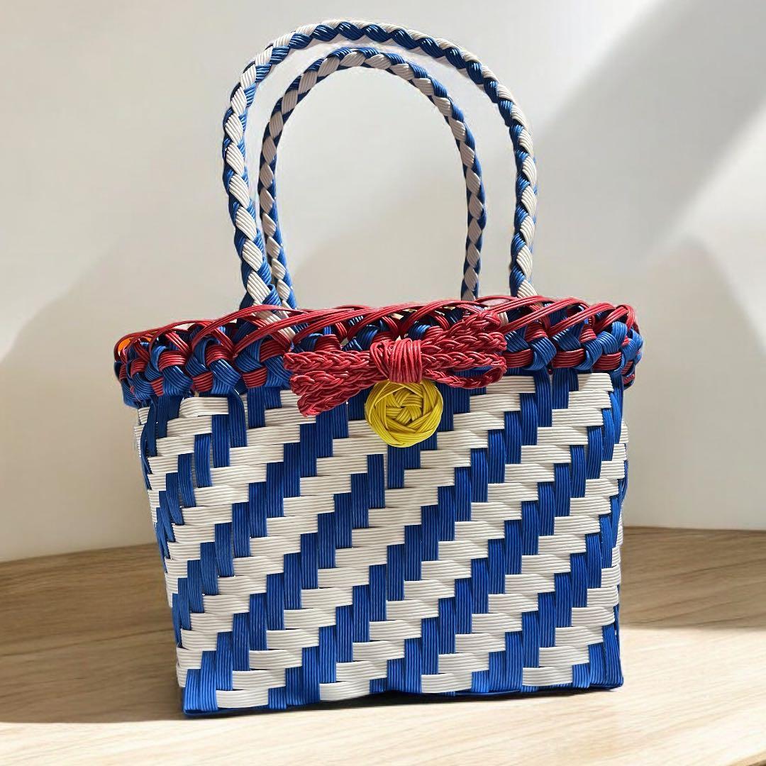 クラフトバンド 網代編み ドラえもん風 カゴバッグ - メルカリ