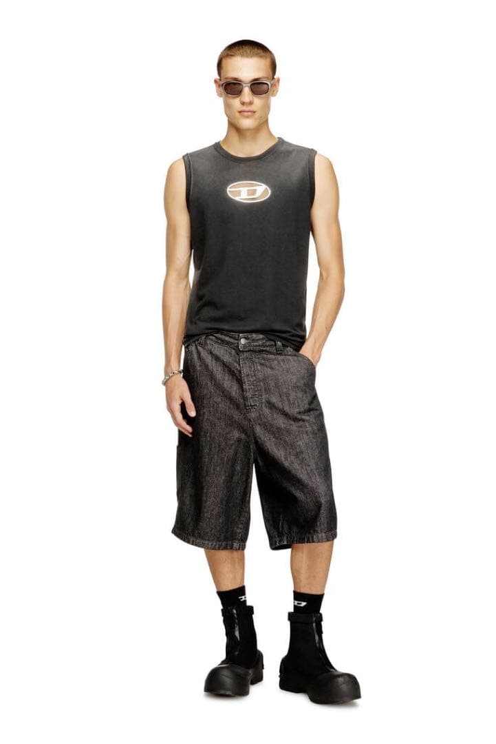 ★DIESEL Faded tank top with puffy Oval D Diesel Faded tank top with puffy Oval D - T-Shirts Mens in Brown