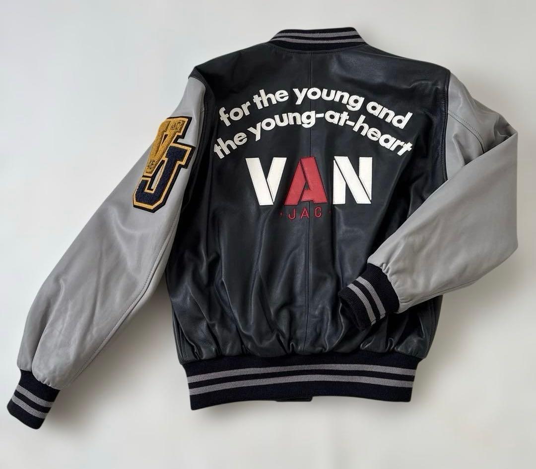 Van Jacket スタジャン ブラック/グレー - メルカリ