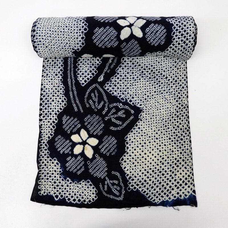 《ねこ★ハイブリ仕立て＋居敷当て＋しぼり浴衣揺れる花模様■反25-116》