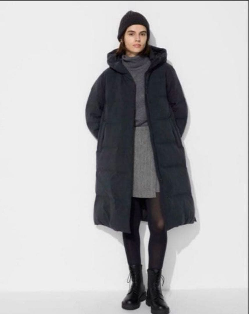 ユニクロ シームレスダウンロングコート 未使用 ブラック - メルカリ