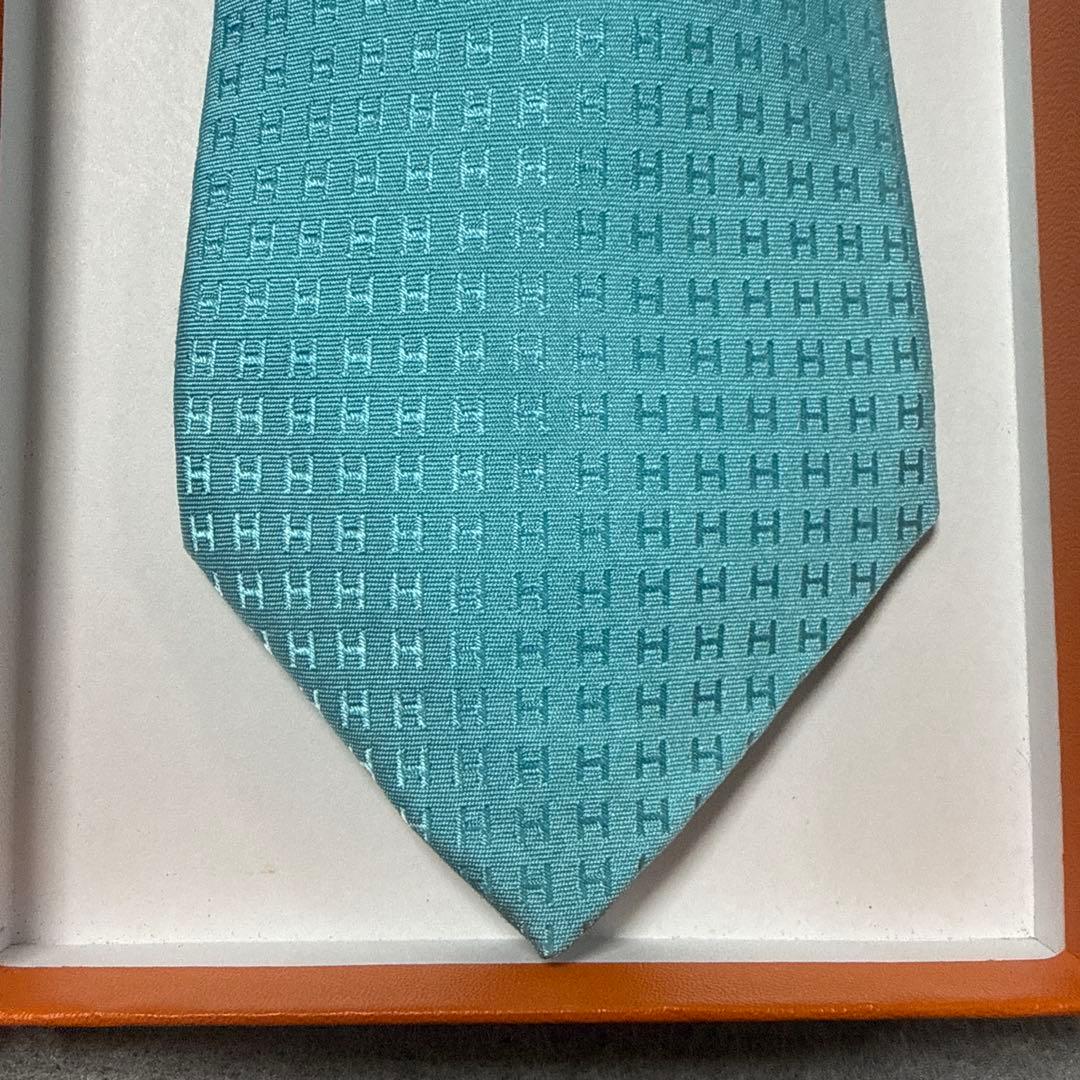 エルメス ネクタイ 水色ブルー H柄H織ファソネ 派手 結婚式 - メルカリ