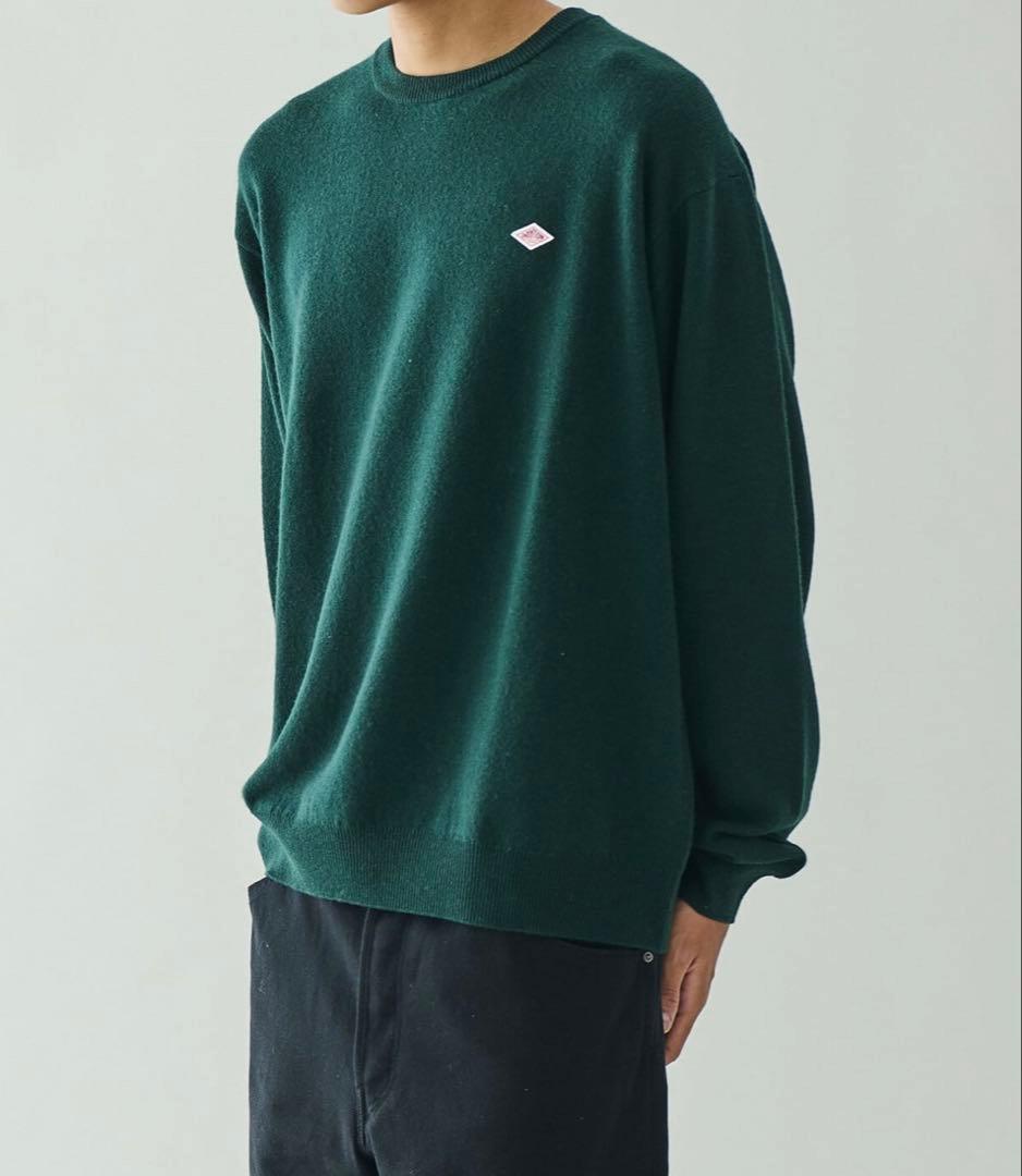 | DANTON｜ ラムウールクルーネックニットプルオーバー・・グリーン40 DANTON | ラムウール クルーネックニットプルオーバー WOMEN（ニット