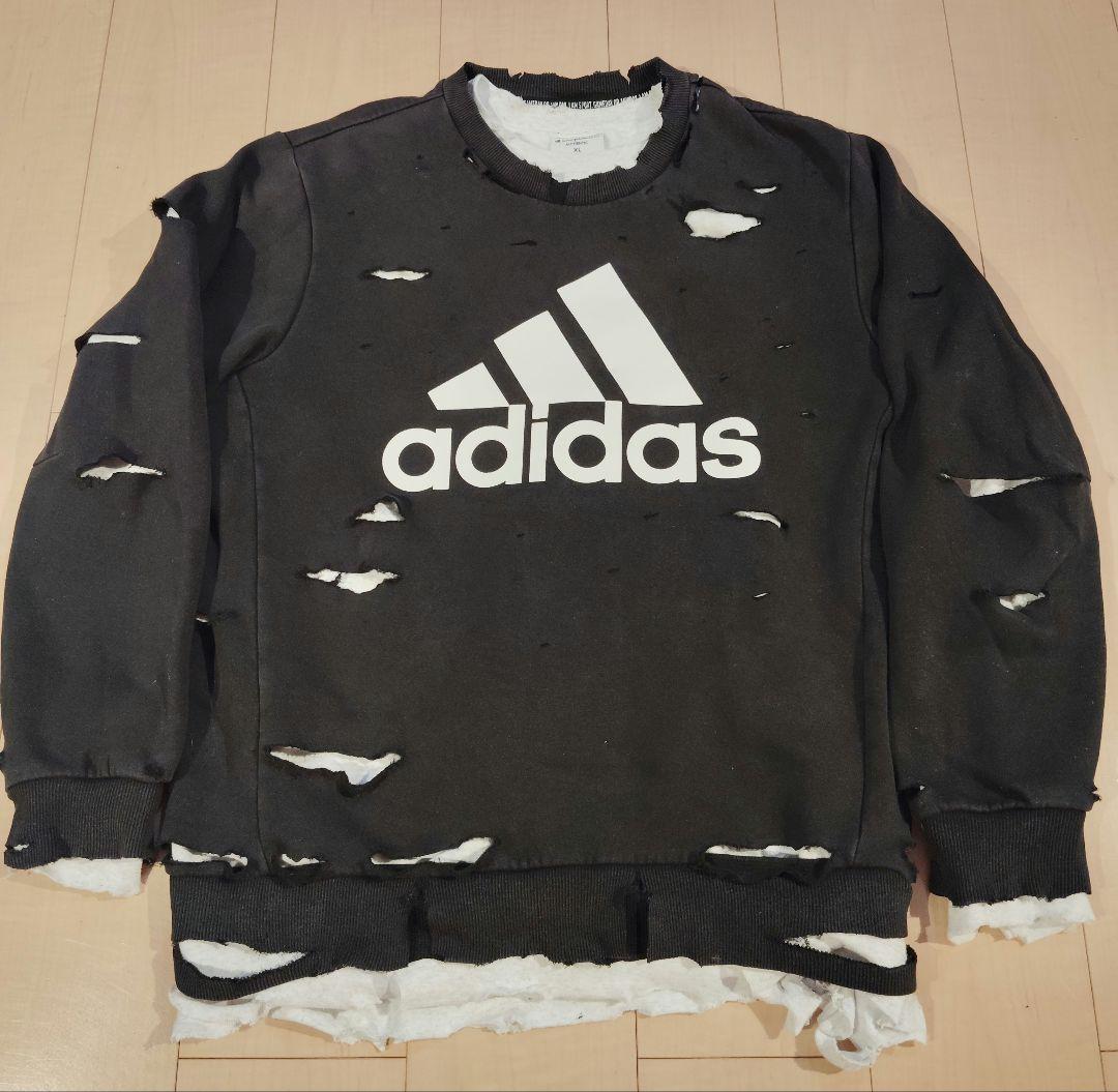 adidasダメージスウェット Oサイズ ブラック 常田大希 松村北斗 - メルカリ