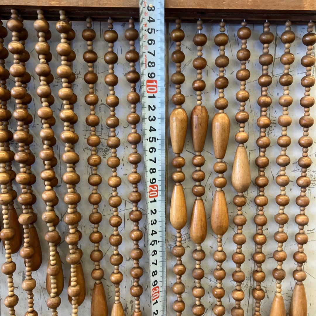 昭和レトロ スライド式 開閉 アーチ型 ウッドビーズ のれん カーテン