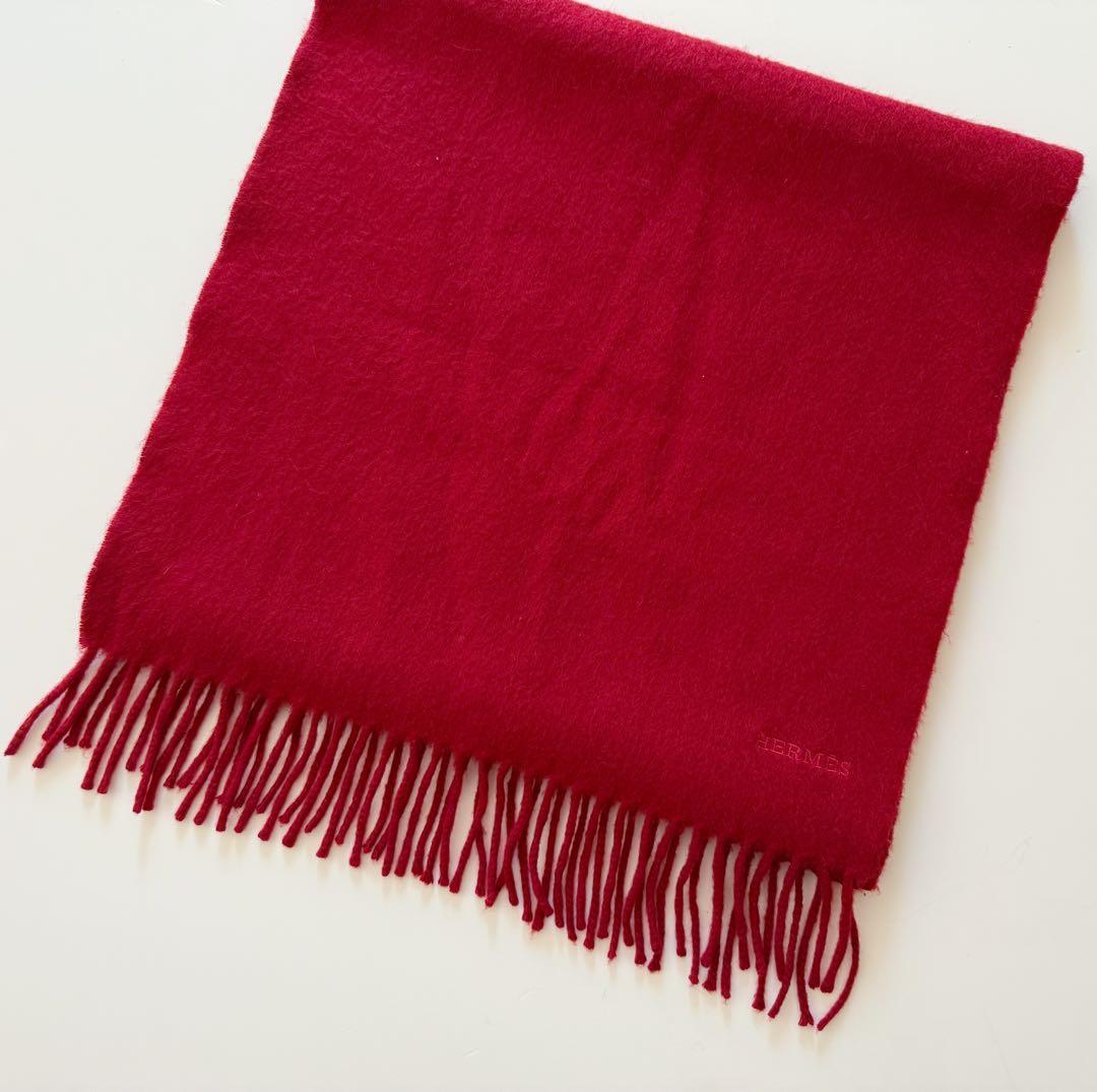 HERMES 正規品 エルメス カシミアストール 赤 - メルカリ