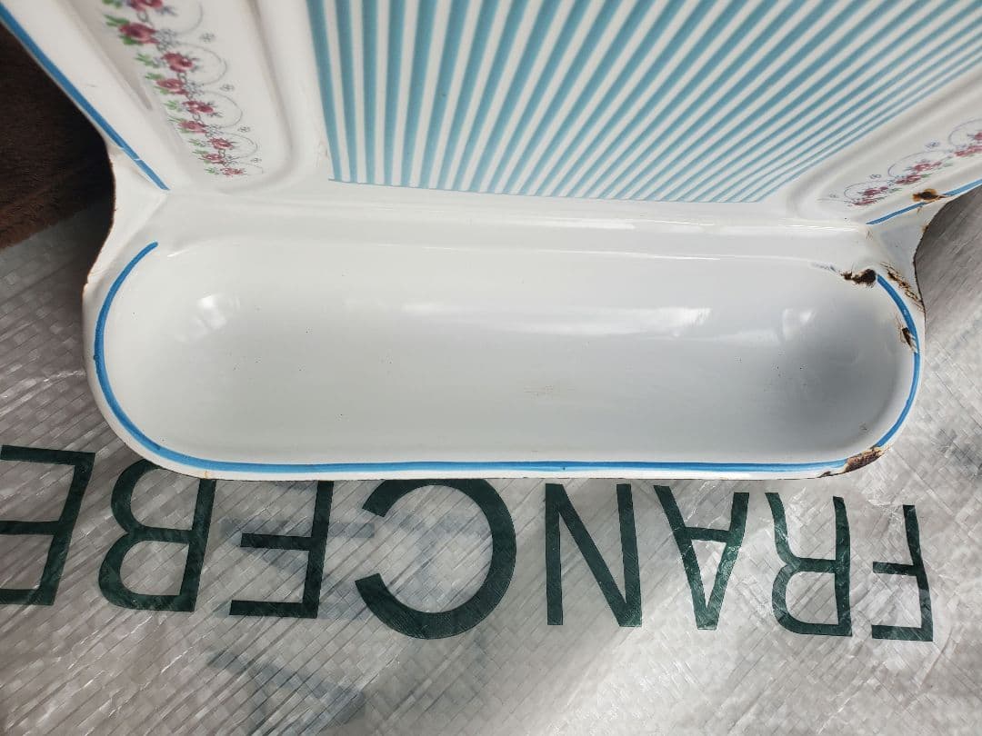 フランス アンティーク ホーロー レードルラック BB社 ローズ