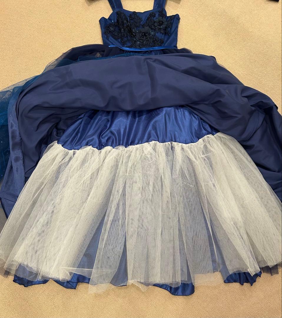 Annabelleジュニアドレス ブルー花柄刺繍 発表会コンクール150-160