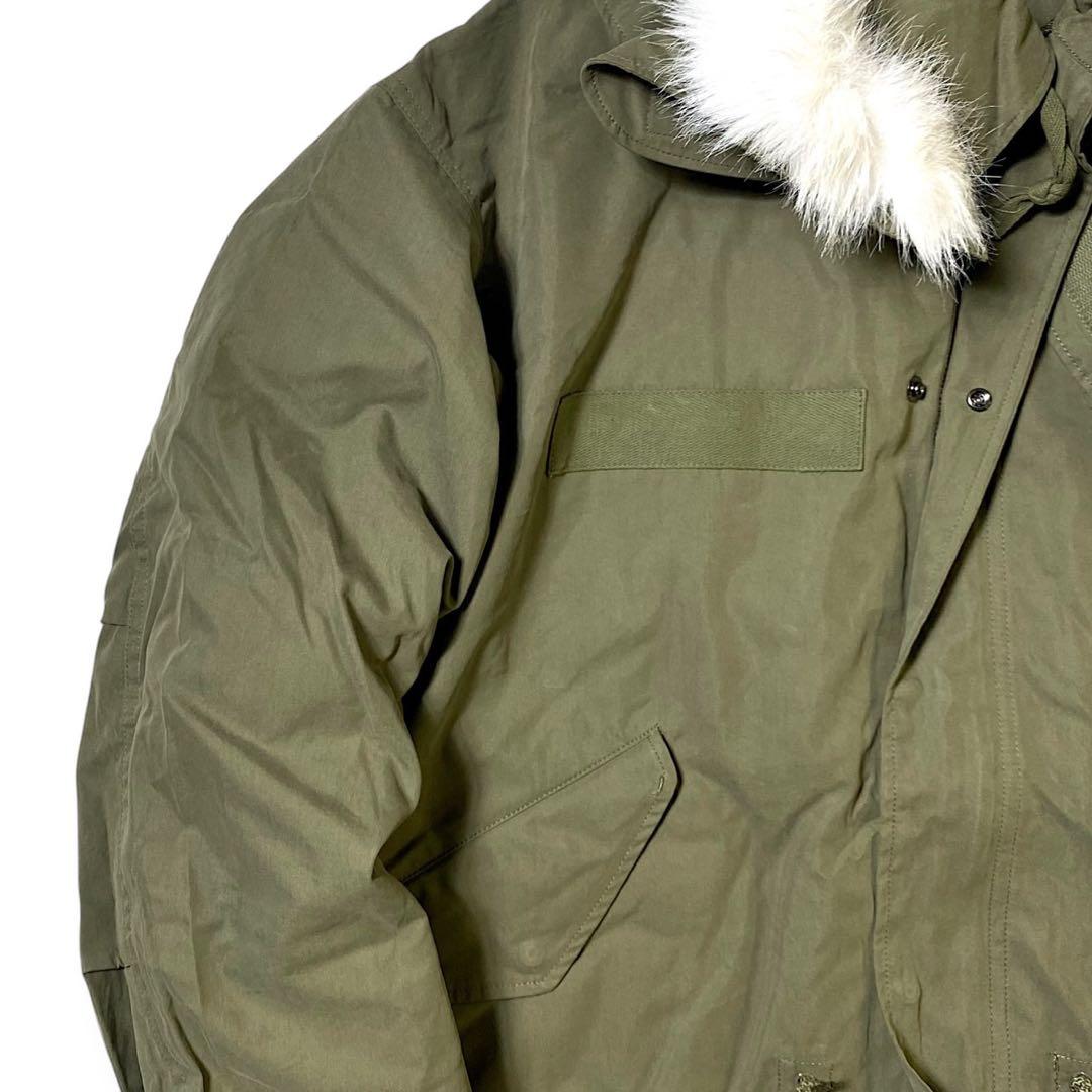 M ビームス 裏地キルティング ビッグシルエット 2way モッズコート カーキ