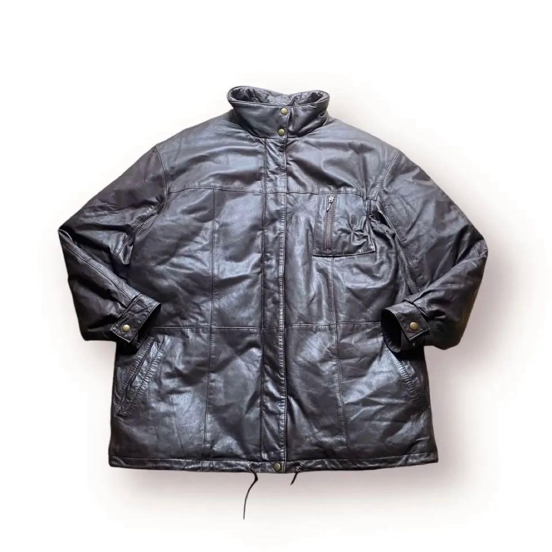 Y*a様 80s Eddie Bauer エディーバウアー レザーダウンジャケッ - メルカリ
