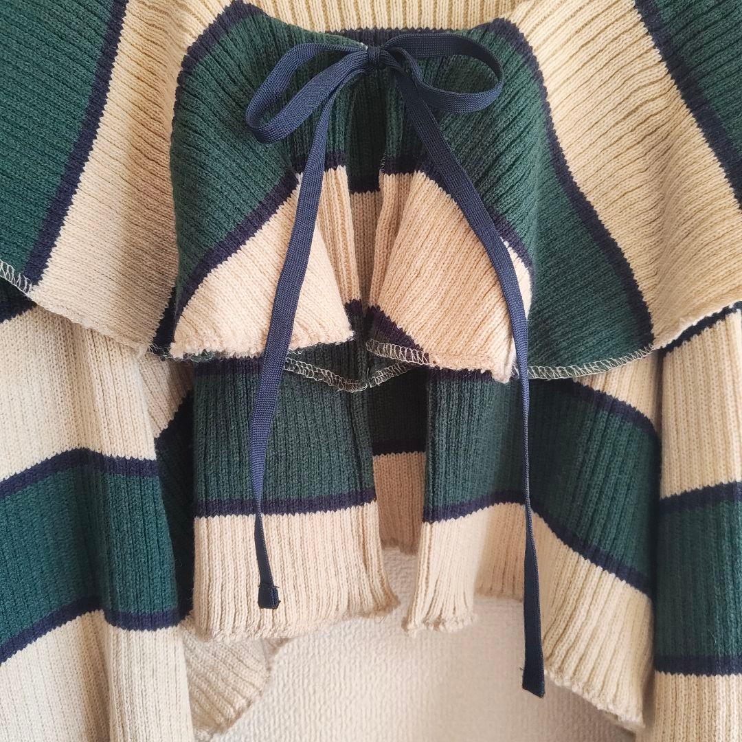 poppy ボーダーニットカーディガン(green) - メルカリ