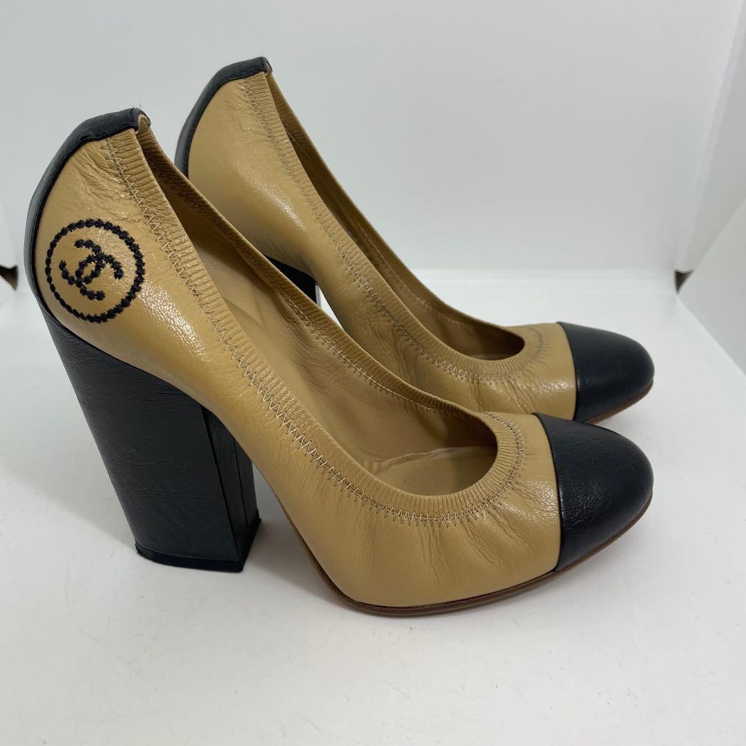 美品】シャネル CHANEL パンプス バイカラー 37 1/2 24.5㎝ - メルカリ