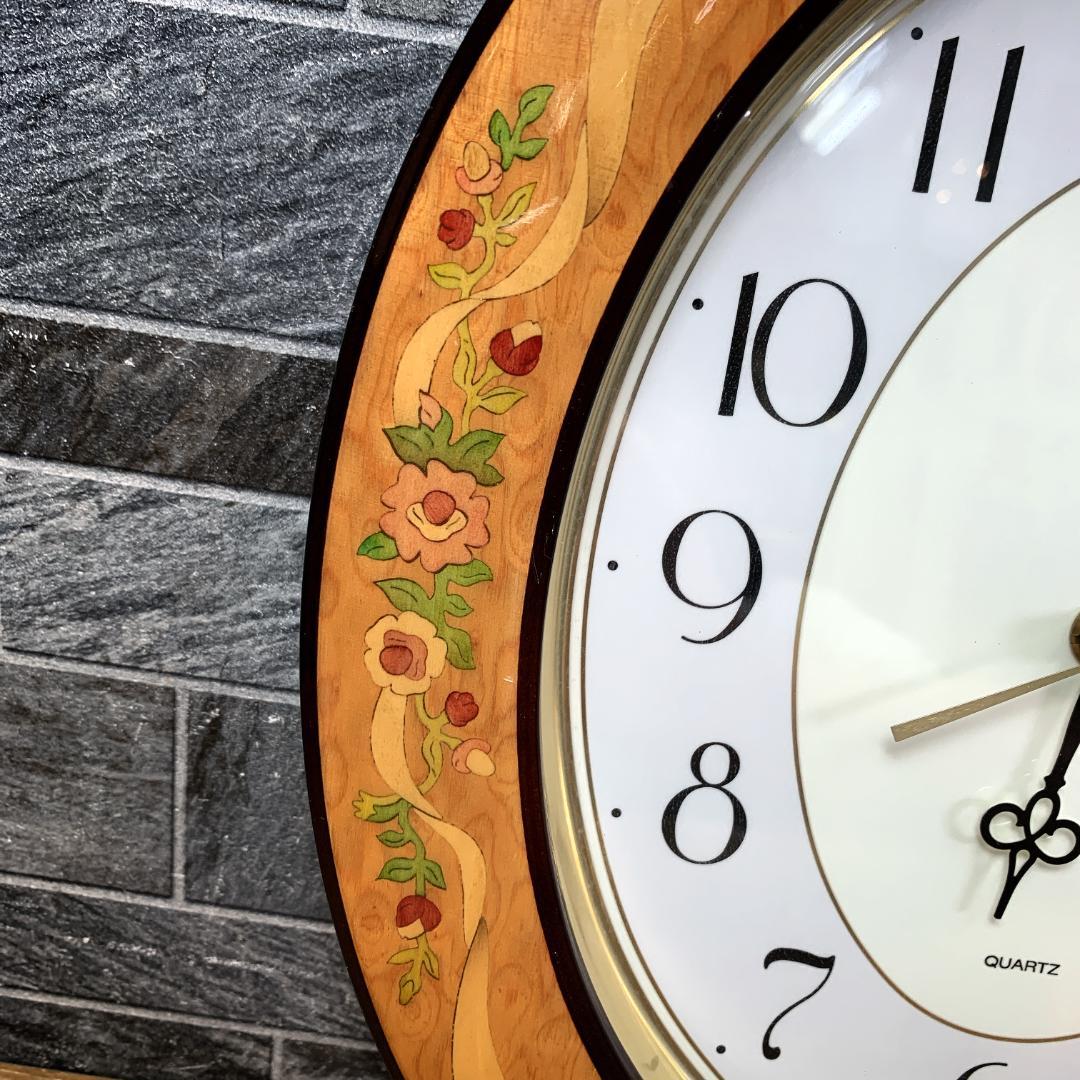 花＊花様専用 CITIZEN シチズン 木目 花柄 木製掛け時計 アンティーク