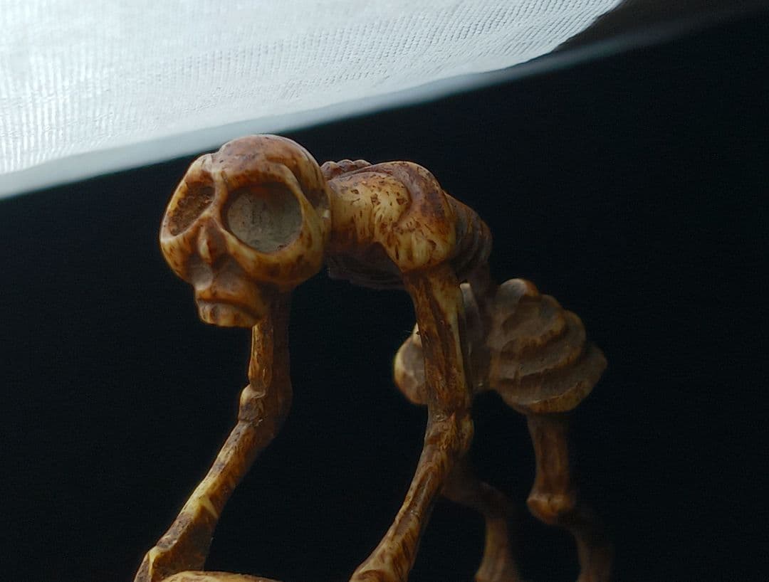 X115-7 江戸期 魂骸骨根付 ガイコツ 根付 提物 ひ - メルカリ