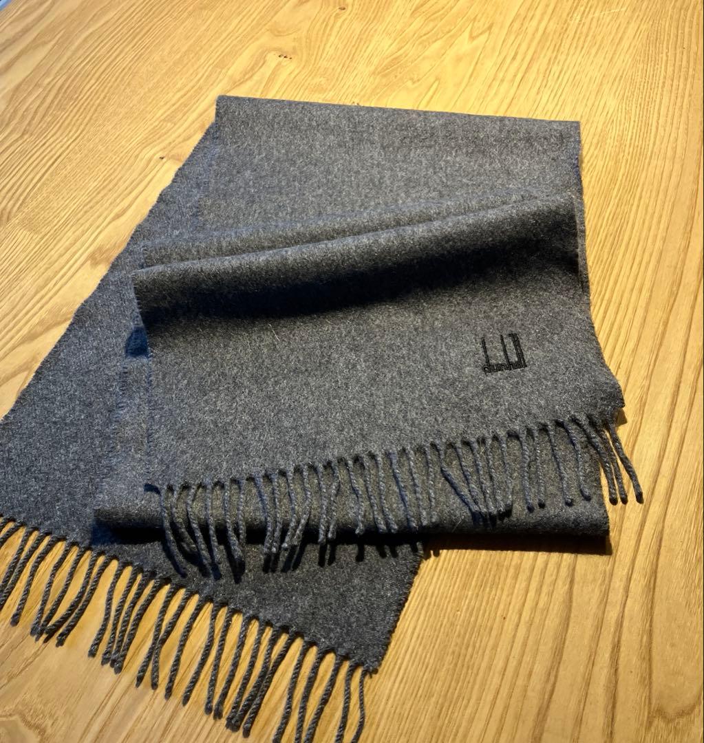 カシミヤ100% dunhillダンヒルマフラー グレー スコットランド製