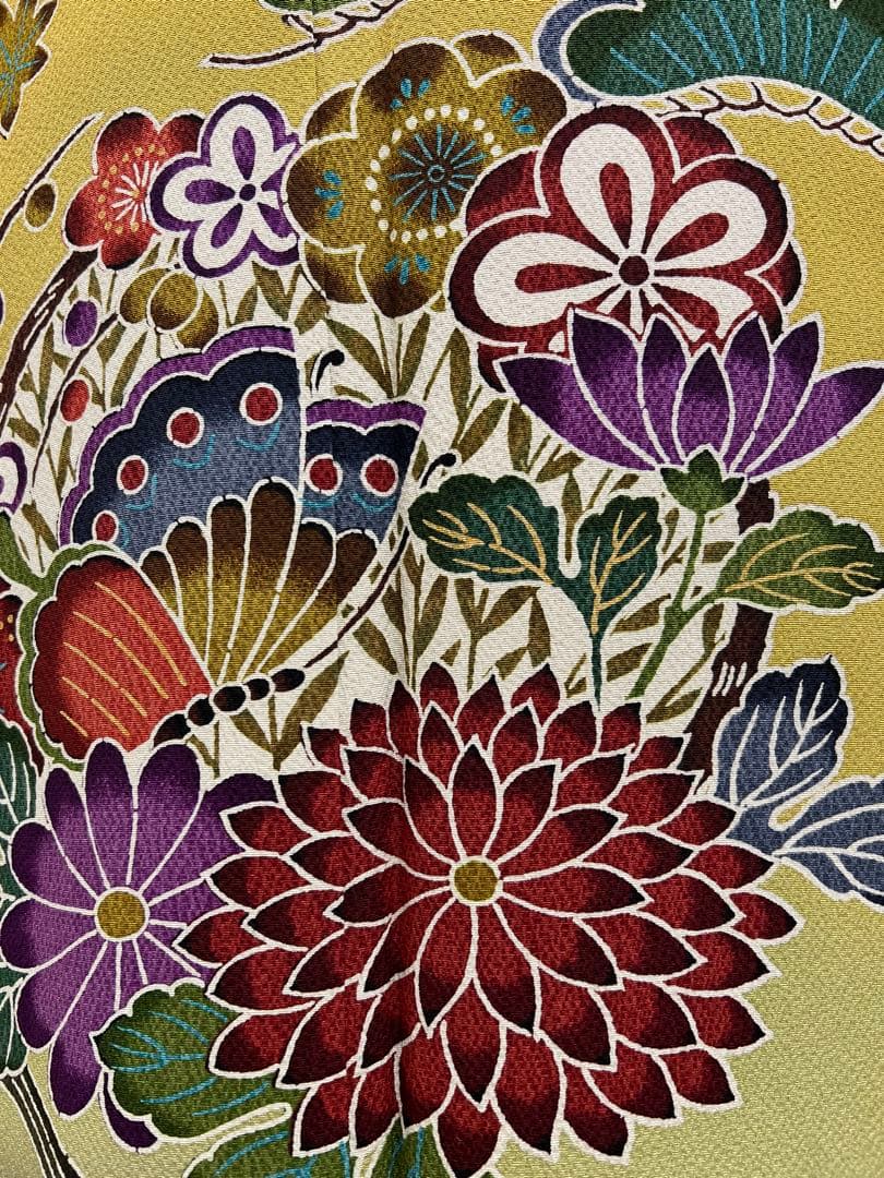 振り袖 フルセット 別誂長襦袢付 高級紅型 手描き 万葉集 袋帯 529