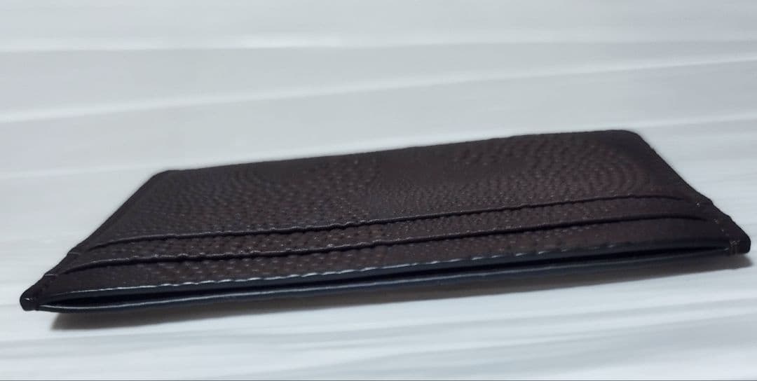 極美品 ティファニー ウェーブエンボス レザー カードケース 茶 箱無し