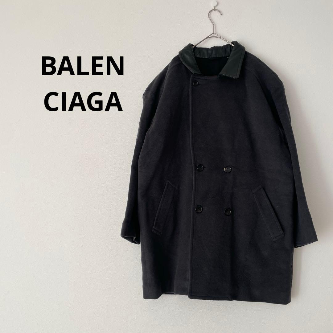 BALENCIAGA バレンシアガ ダブルブレストコート　本革　ウール 深緑 ダブルブレスト BALENCIAGA(バレンシアガ) コートその他(メンズ