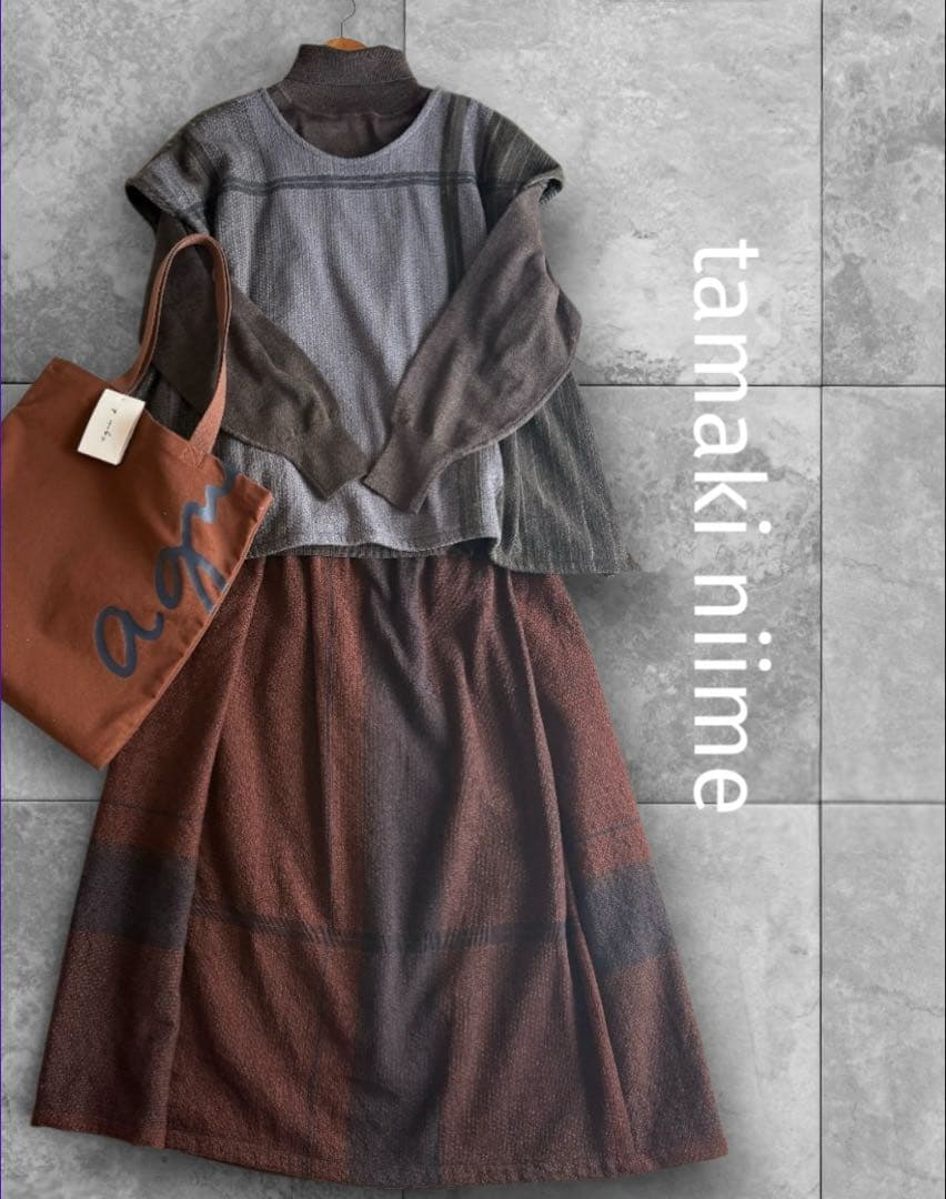 ＊はっしーさま専用＊タマキニイメ fuwa-T グレー×グリーン系 fuwa-T LONG | tamaki niime