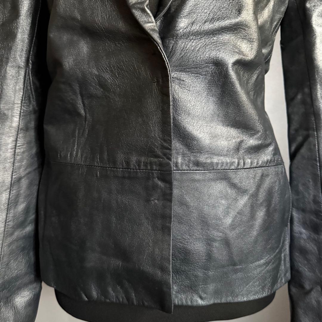 《美品》ANTEPRIMAレザー ジャケット ブルー系 40【B-57】