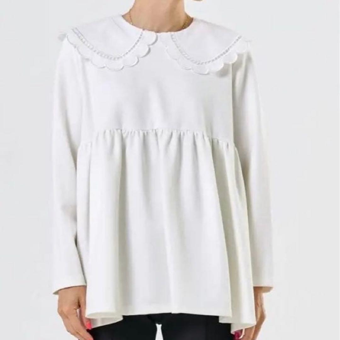 yori スカラップカラーフレアカットブラウス ホワイト - メルカリ