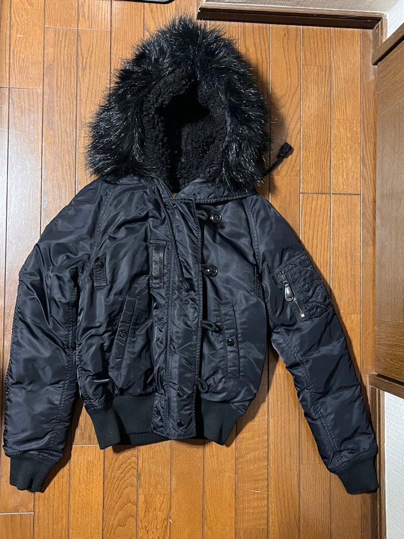 デニム&サプライラルフローレン 短丈N-2B黒ダウン　フライトジャケットy2k 希少 ラルフローレン N-2B フライトジャケット ネイビー ダウン 紺 短