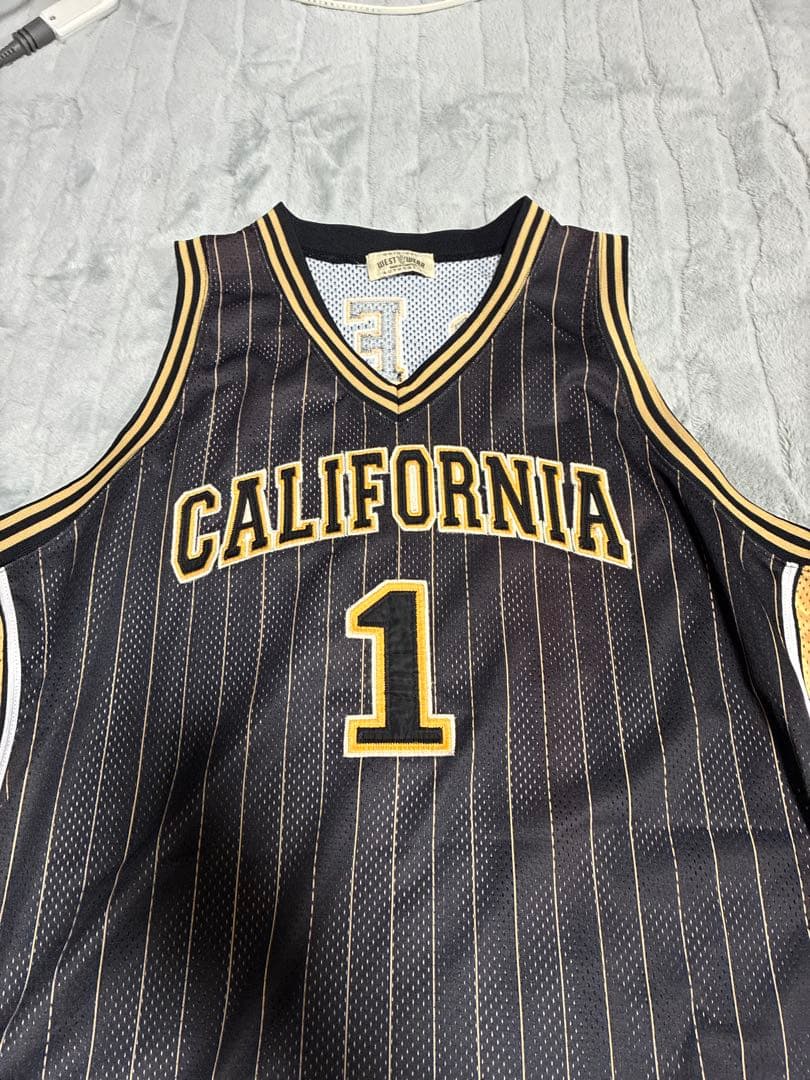 WEST WEAR バスケットボールユニフォーム 黒金 ストライプ 1 昇華セミオーダーバスケットボールタンクトップC04 黒・白